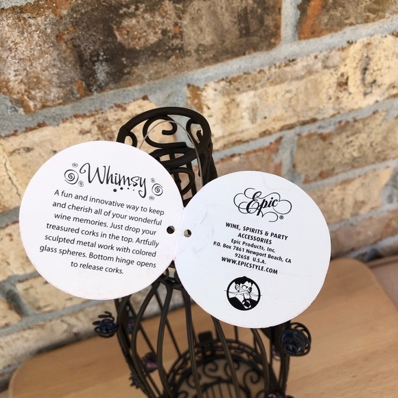 Whimsy Collection Wine Bottle Cork Cage Holder / Display With Colorful beads 14” - Picture 16 of 16